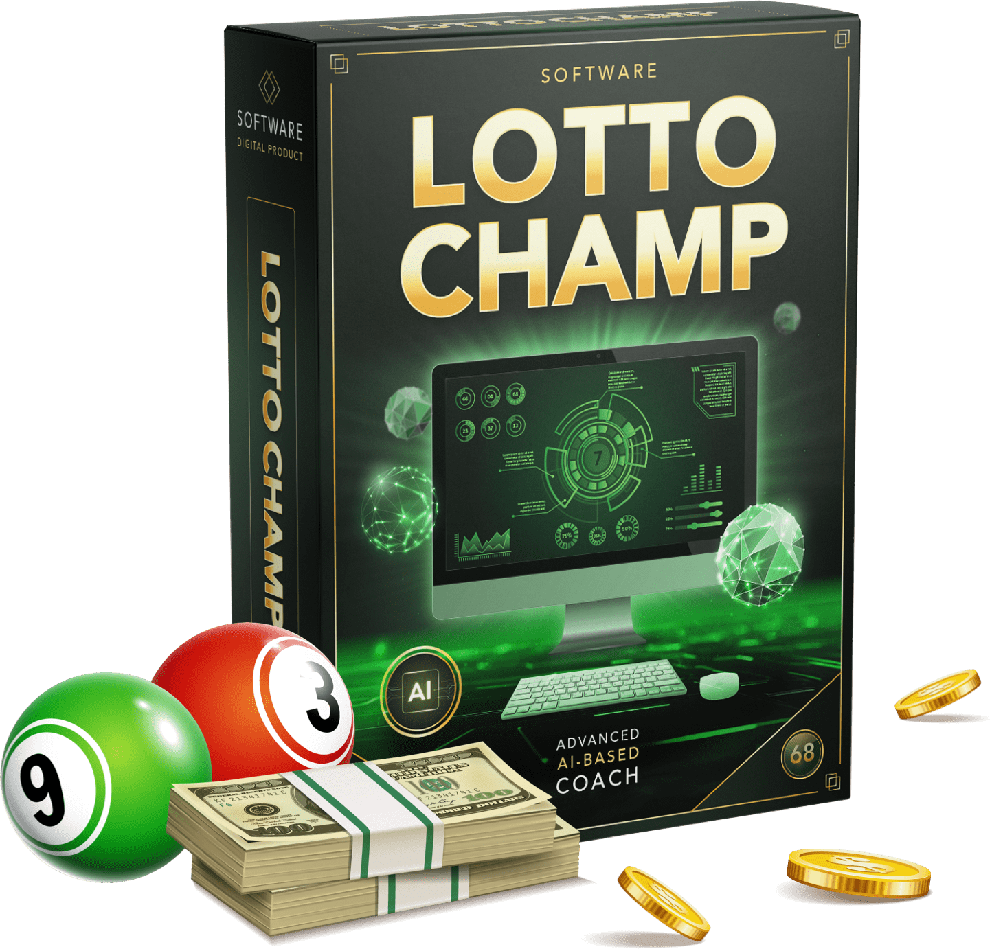 LottoChamp AI-powered lottery software dashboard and number selection tool